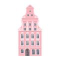 Pink European style classic building facade.