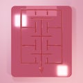 Pink Evacuation plan icon isolated on pink background. Fire escape plan. Minimalism concept. 3D render illustration Royalty Free Stock Photo