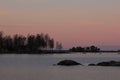 Pink evening sky over Lake Vanern, Sweden Royalty Free Stock Photo