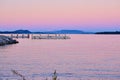 Pink evening on Sydney waterfront with Mt Baker views