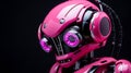 Pink evil robot on black background Royalty Free Stock Photo
