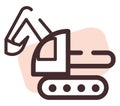 Pink excavator, icon Royalty Free Stock Photo