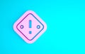 Pink Exclamation mark in triangle icon isolated on blue background. Hazard warning sign, careful, attention, danger Royalty Free Stock Photo