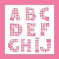 Pink fabric alphabet.