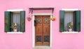 Pink facade in Burano, near Venice