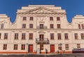 Pink facade of the historic town hall in Gustrow