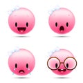 Pink face with emotions . Emoticons set Royalty Free Stock Photo