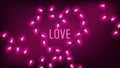 Pink fairy lights in heart shape