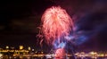 Pink falling fireworks | Quebec City Royalty Free Stock Photo