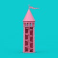 Pink Fantastic Castle Tower with Ladder Inside Duotone. 3d Rendering