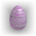 Pink Fashion Egg, Happy Easter lettering in all languages on 3D realistic egg. Three-dimensional egg with incision text