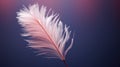 A pink feather is shown against a blue background, AI