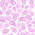 Pink feathers on white background seamless pattern, vector. Ethnic print for bedding, wallpaper, scarpbooking