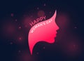 Pink female face for happy women`s day