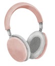 Pink female Headphones. Hand drawn watercolor illustration of Earphone on white isolated background. Drawing of Headset