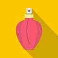 Pink female perfume flacon icon, flat style Royalty Free Stock Photo