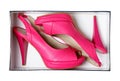 Pink female shoes in box. With clipping path.