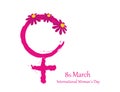 Pink female symbol with flower for womens day