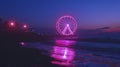 Pink Ferris Wheel on Beach Royalty Free Stock Photo