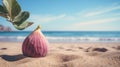 Pink Fig On Sandy Beach: Tropical Symbolism And Mythological References Royalty Free Stock Photo