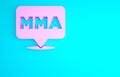 Pink Fight club MMA icon isolated on blue background. Mixed martial arts. Minimalism concept. 3d illustration 3D render