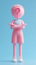 Pink Figure Posing with Question Mark Face Royalty Free Stock Photo