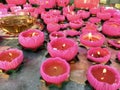 Pink flaming candles for relax therapy and treatment massage
