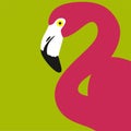 Pink Flamingo bird.Flamingos on a yellow background.Exotic beautiful African bird is the icon for a summer of prints