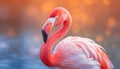 portrite Pink flamingo blure background