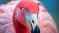 Pink Flamingo Closeup: Exquisite Avian Elegance Captured in Stunning Detail. Royalty Free Stock Photo