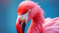 Pink Flamingo Closeup: Exquisite Avian Elegance Captured in Stunning Detail. Royalty Free Stock Photo