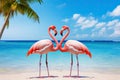 pink flamingo couple build a heart Royalty Free Stock Photo