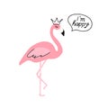 Pink flamingo. Doodle. Cartoon. Scandinavian style vector illustration