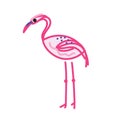 Pink flamingo doodle sketch style isolated on white.