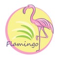 Pink flamingo. Hand drawing vector color illustration.