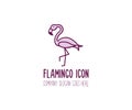 Pink flamingo hand drawn icon. Vector bird animal doodle logo illustration. Royalty Free Stock Photo