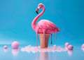 Pink flamingo ice cream. Abstract food styling art.Generative Ai illustration Royalty Free Stock Photo