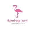 Pink flamingo icon. Vector bird animal logo illustration Royalty Free Stock Photo