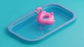 Pink flamingo inflatable float in clean rectangular swimming pool outdoors Royalty Free Stock Photo