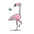 Pink Flamingo isolated on white. Icon for your design Royalty Free Stock Photo