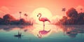 Pink flamingo by the lake, nature and wildlife concept Royalty Free Stock Photo