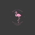 Pink flamingo. Logo template. Beauty and fashion
