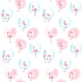 Pink Flamingo Pattern Seamless Pattern watercolor hand drawing