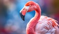 Pink flamingo for photo stock , blure background