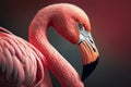 pink flamingo portrait closeup. generative AI