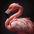 Pink flamingo portrait in studio, ultra realistic image, Generative Ai Royalty Free Stock Photo