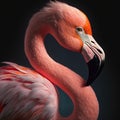 Pink flamingo portrait in studio, ultra realistic image, Generative Ai Royalty Free Stock Photo