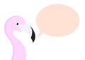 Pink flamingo with talking cloud . Vector illustration design