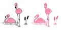 Pink flamingo vector cartoon icon character logo flamingos illustration exotic bird Cute animal tropical fauna