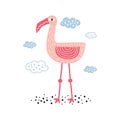Pink Flamingo vector isolate on white background Royalty Free Stock Photo